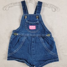 Vintage OshKosh B  Gosh Girl's 2T Denim Short Overall Vestbak Loop Strap