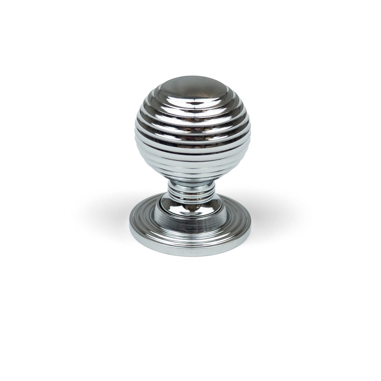 Polished Chrome Kitchen Cabinet Knob Round Reeded Solid Brass Pull Furniture DIY