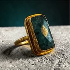 Natural Emerald By Ottoman Hands Cocktail Ring 21k Gold Plate Over Brass — photo 6