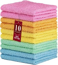 10 Pack 100 Cotton Wash Cloth, Luxurious Soft, 12 x 12 inch Ultra Absorbent,