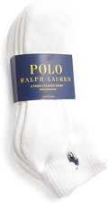 Polo Ralph Lauren Mens Six Pairs Low Cut Socks in White Sock Size 10-13