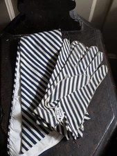 CRESCENDOE VINTAGE SIZE 7 LADIES Blue White Stripe Gloves & Matching Scarf Tie