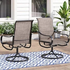 Swivel patio dining chairs set of 2, outdoor dining chairs with padded
