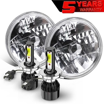 Pair 7''inch Round LED Headlights For Chevy Truck 1947-1957 High Low Beam White