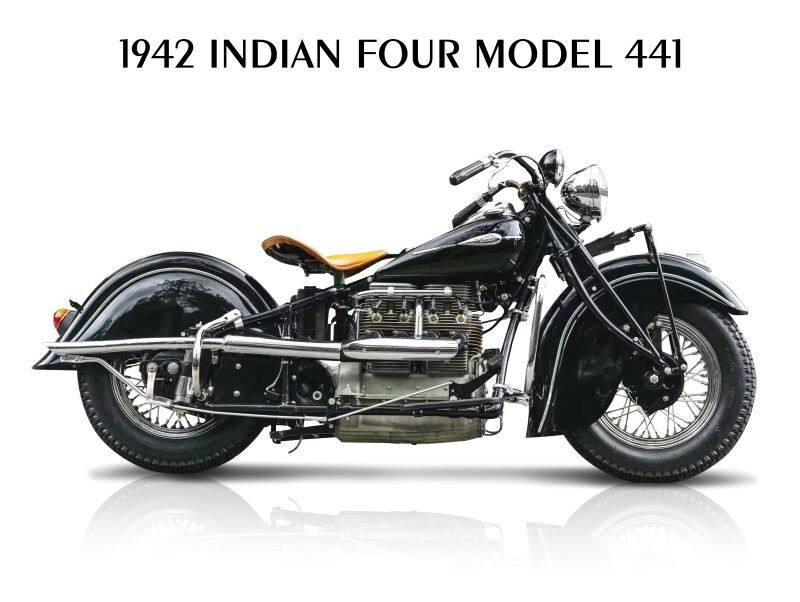 1942 Indian Four Model 441 Motorcycle NEW METAL SIGN: 9x12