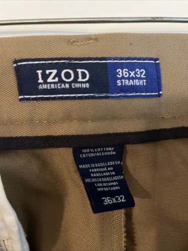 NEW IZOD American Chino 36x32 Flat Front Straight Classic Dress Pants Workwear - Picture 9 of 9