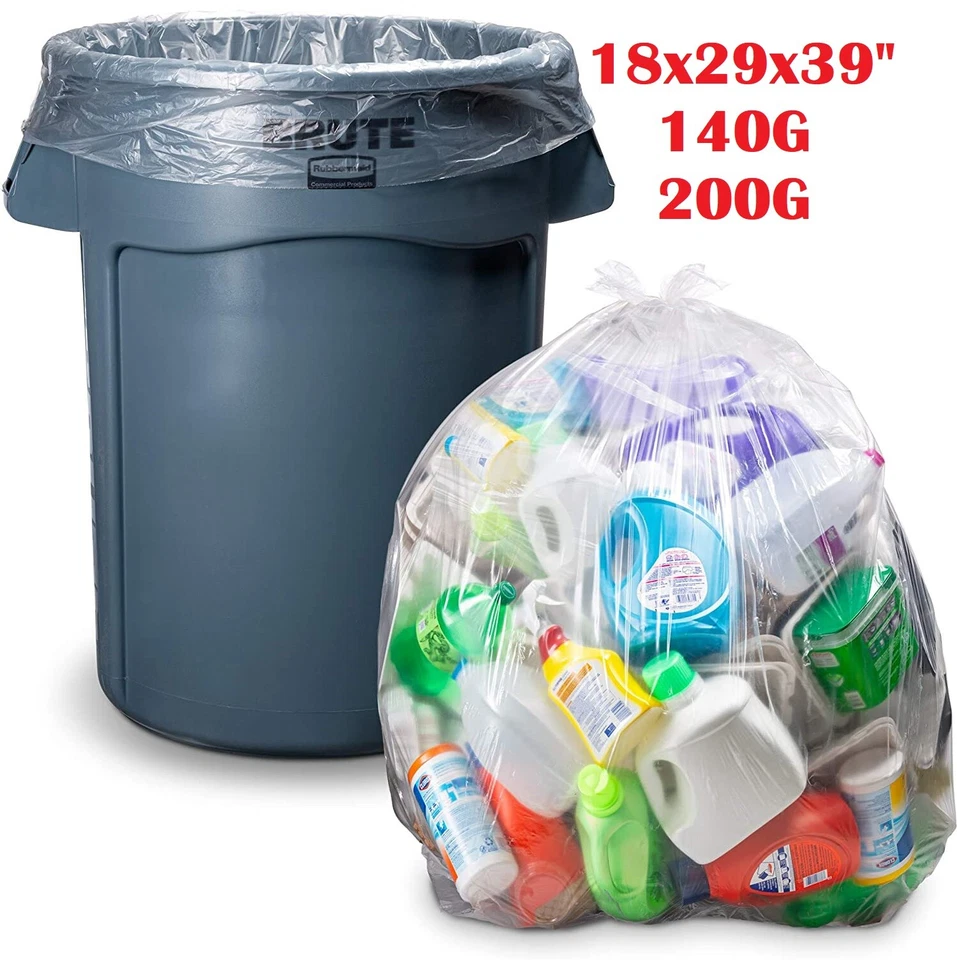 CLEAR Refuse Sacks Strong Polythene Bin Liners Waste Rubbish Bags18"x29"x39 - Image 4 of 4