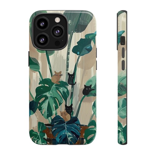 Phone-Ink iPhone, Pixel, Samsung Galaxy Case - Monstera Green Plant Cats - 第 64/191 張圖片