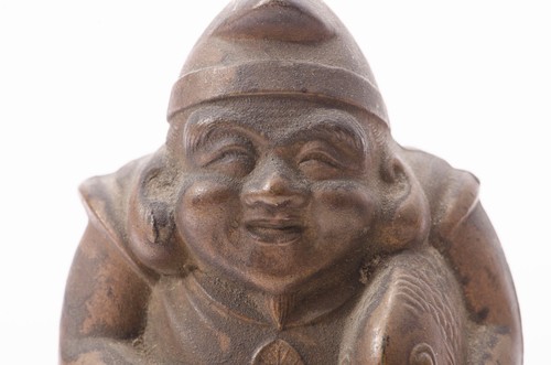 Rare Antique Metal Japanese Pair of DAIKOKUSAMA EBISUSAMA Fortune God DAIKOKU #C - Picture 8 of 12