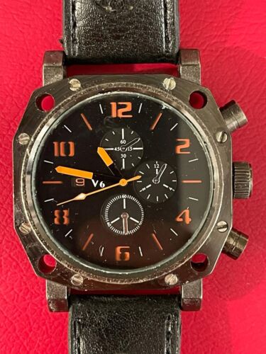 V6 QUARTZ Wrist Watch BLACK SPORT Working - Picture 1 of 6