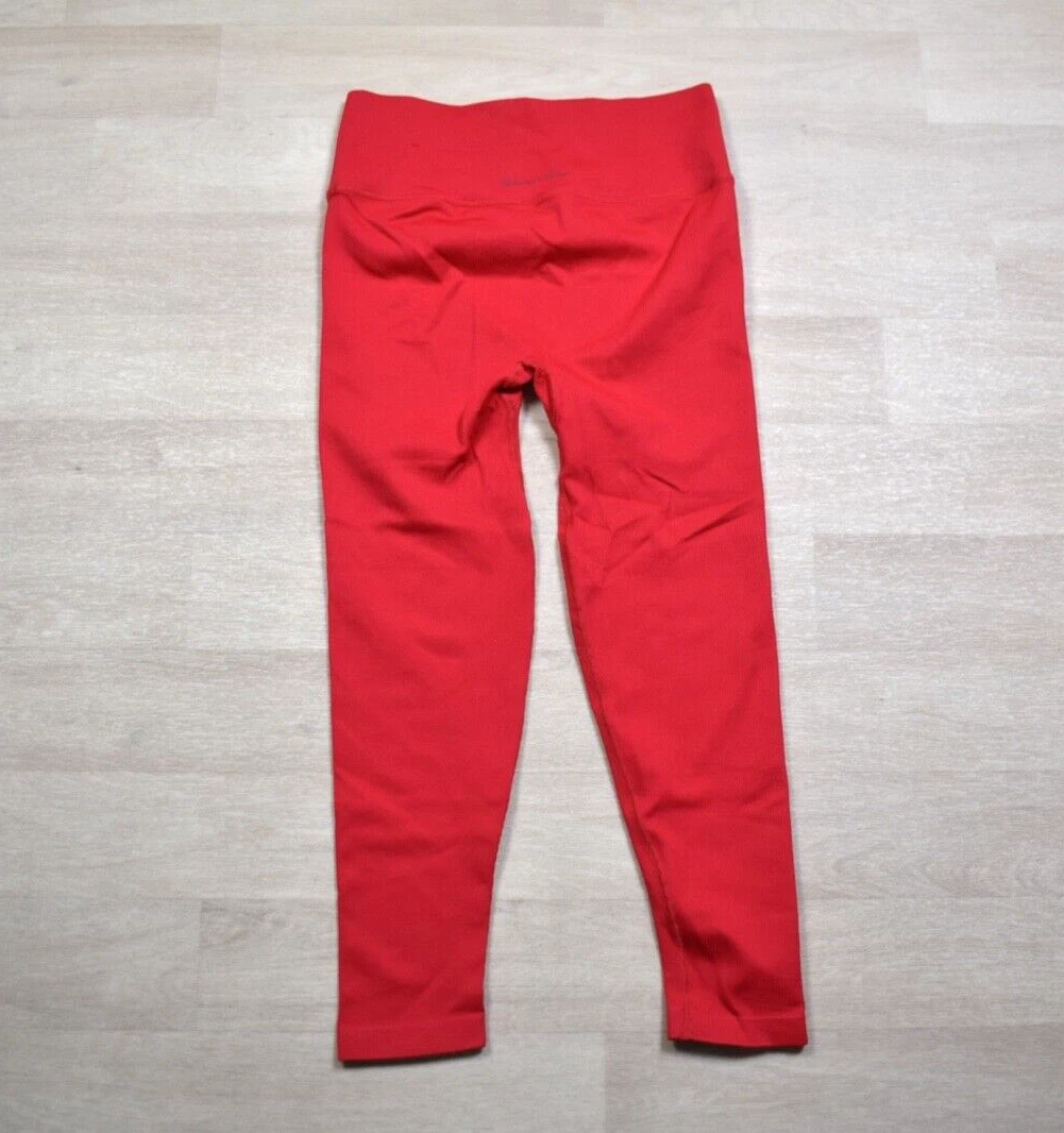 victoria-secret-vs ribbed knit high waist seamless hot coral leggings