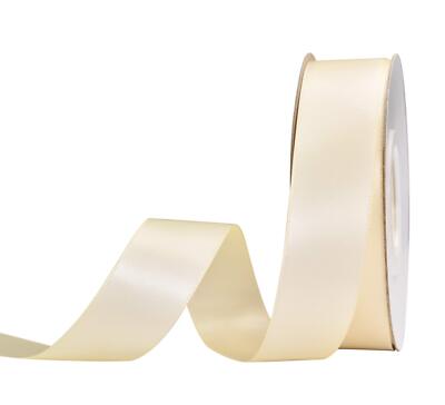 25 Yards 1'' Ivory Double Face Satin Ribbon Gift Package Hair Bow Wedding Craft