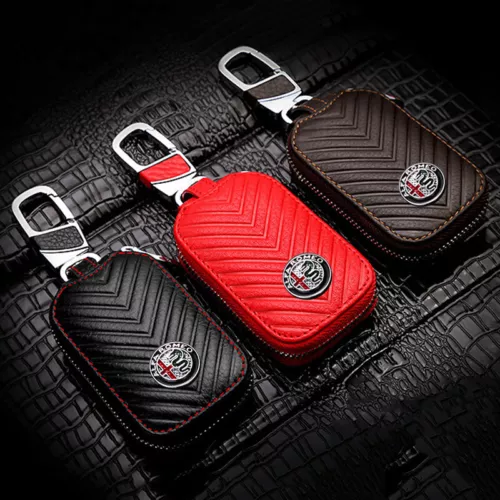 Echtes Leder Autoschlüssel Halter Schutzhülle Schlüsseltasche für Alfa Romeo - Bild 2 von 9