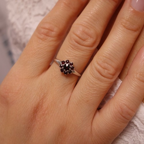 Silver rings with natural Czech Moldavites and garnets 925, 22K - Picture 26 of 54
