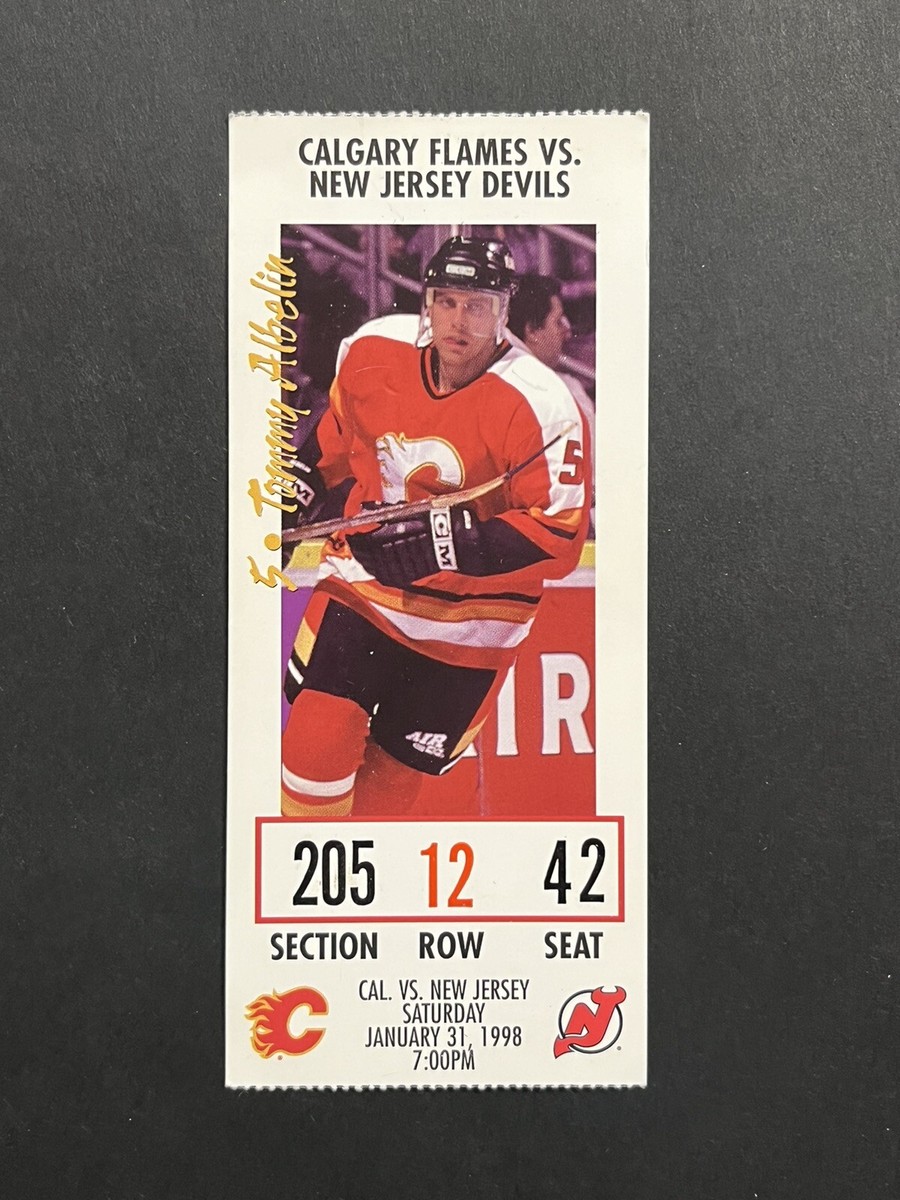 1/31/98 CALGARY FLAMES NHL TICKET vs NEW JERSEY DEVILS ROCKY THOMPSON  LEGEND
