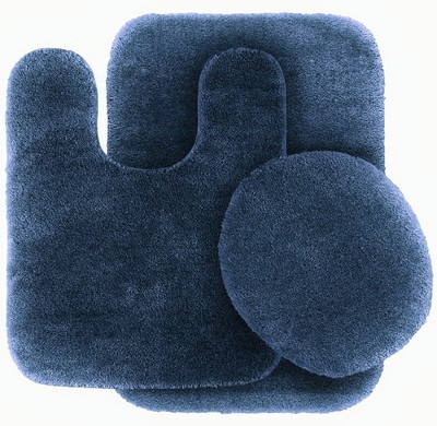 3PC #6 BATHRUG CONTOUR MAT TOILET LID COVER COMPLETE BATHROOM SET RUBBER BACKING