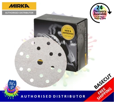 MIRKA BASECUT 15 Hole Hook n Loop Sanding Discs 150mm 6" Sand Paper - BOX OF 100