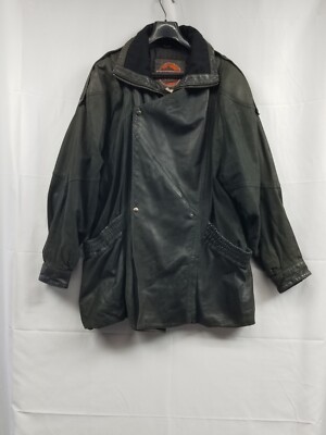 VINTAGE 1980s MIDWAY Leather Jacket Made In Korea Long Men's Size