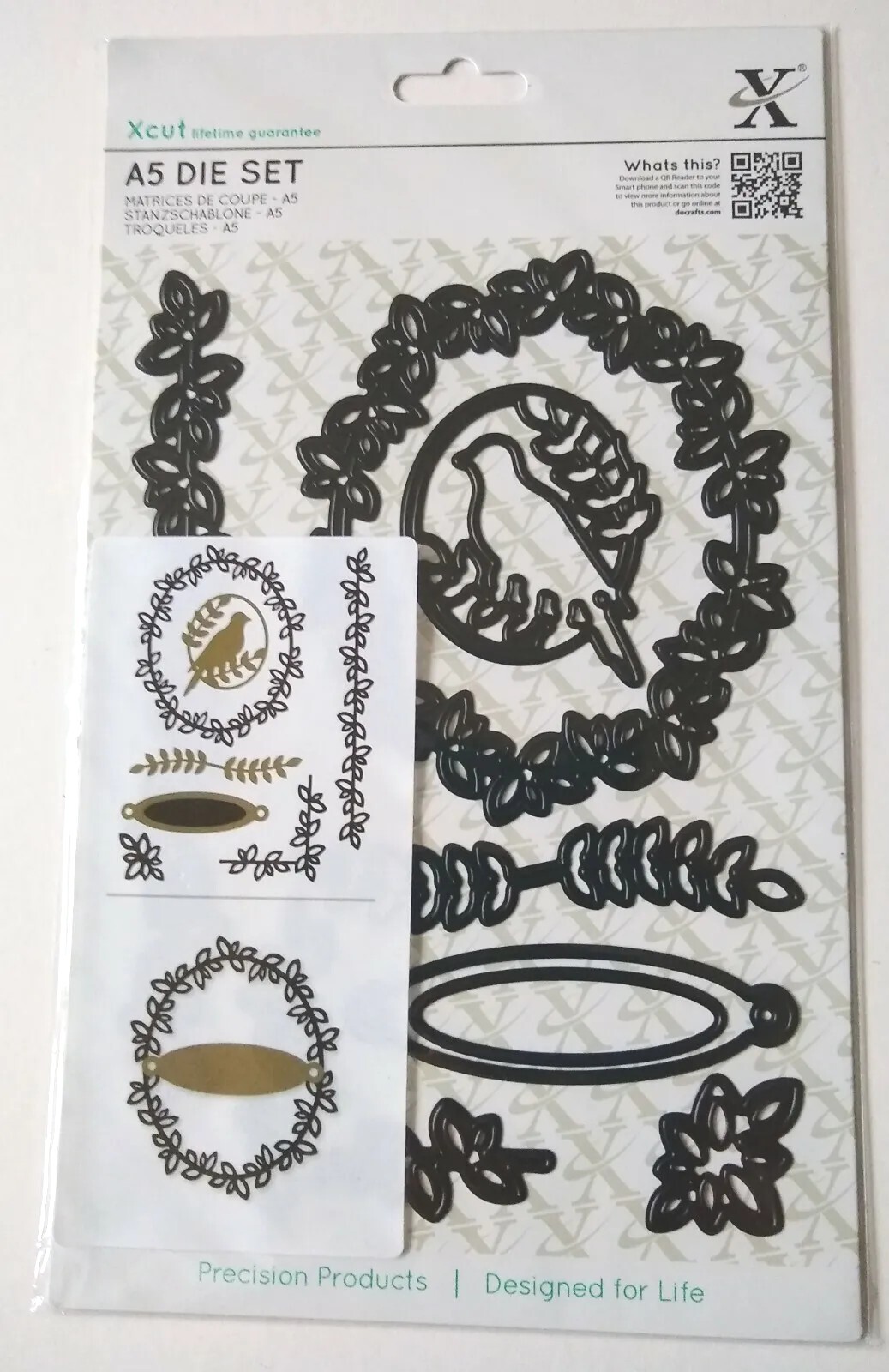 Xcut Dies Leaf Borders Bird  Wreath Labels Leaves DoCrafts A5 Die Set Cardmaking