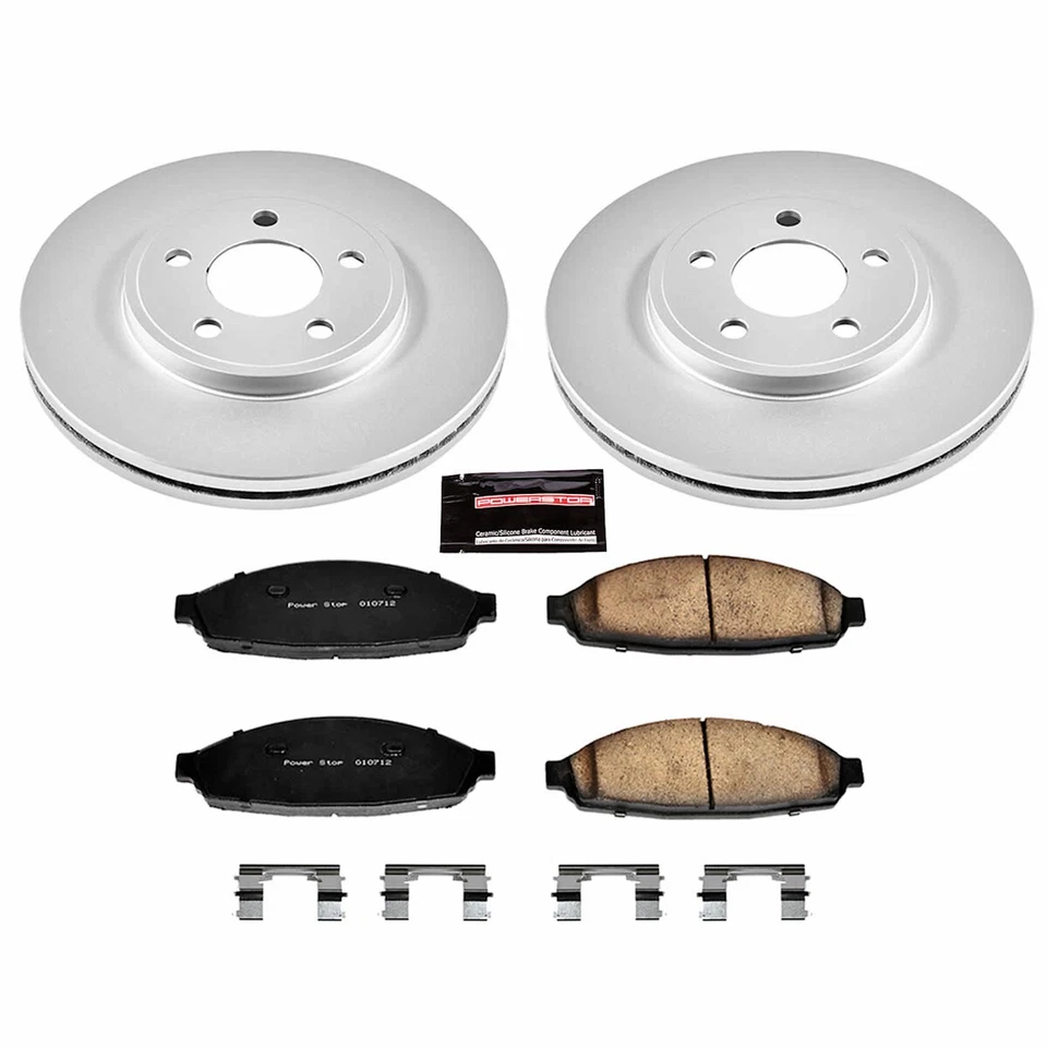 Juego de 2 ruedas CRK1364 Powerstop disco de freno y kits de pastillas delanteras para Lincoln Town Car Foto 3 de 3