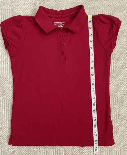 Arrow Red Collared Uniform Polo Shirt Short Sleeves Girls Size M 8/10 - Picture 4 of 5