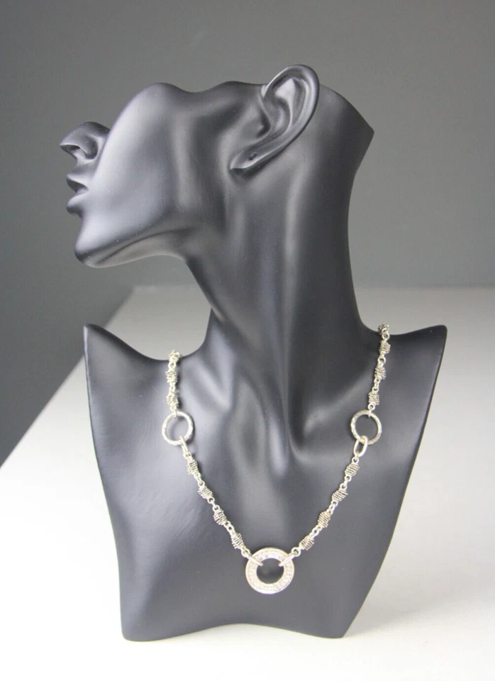 Michael Dawkins 925 Sterling Silver 18.5" Necklace w/ Stones Encrusted Pendant — 第 2/4 张图片