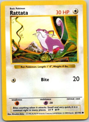 Pokemon Rattata - 61/102 - Common Unlimited Free Shipping!