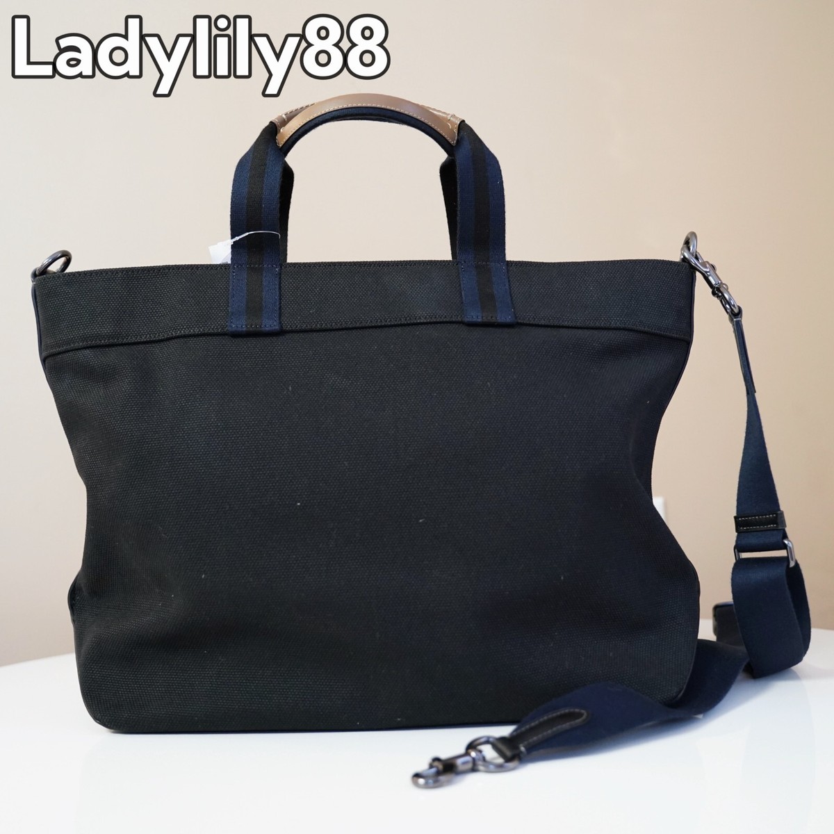 Coach Black Multi Canvas & Smooth Leather Whale Graphic Tote