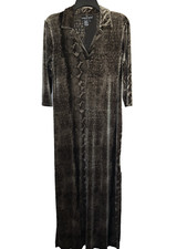Vintage Carol Little Dress Women Size 10 Velvet Brown Snake Print Maxi Slits