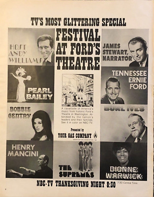 1970 Festival Fords Theatre NBC-TV Special PRINT AD Host Andy Williams VTG 70s