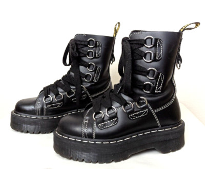 DR. MARTENS JADON XL Gr. 37 SCHWARZ METALLöSEN PLATEAU STIEFEL BOOTS DOC J2501
