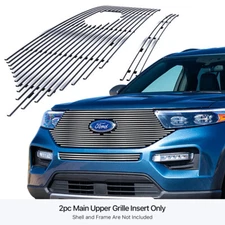 Fits 2020-2024 Ford Explorer Limited Upper Stainless Chrome Billet Grille Insert