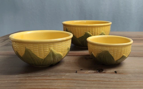 3 Pc MCM Set Shawnee Pottery Corn King Nesting Mixing Serving Bowls # 5, 6, & 8