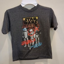 Boys Gray Star Wars Rebels T-Shirt Tee Shirt - Kids Small Size 4 