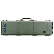 OD Green Pelican 1750 case with foam. Comes with tan handles  latches.