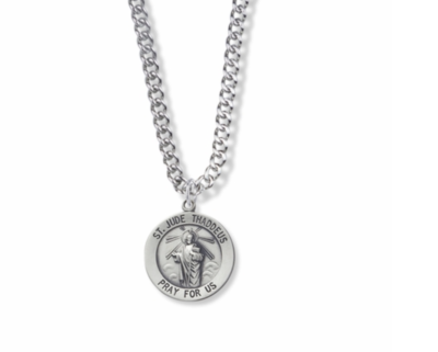 STERLING SILVER JUDE PATRON OF HOPELESS CAUSES ENGRAVED NECKLACE CHAIN