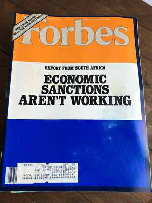 Vintage Forbes March 1987 Magazine South Africa Economic Sanctions Aren't Workin