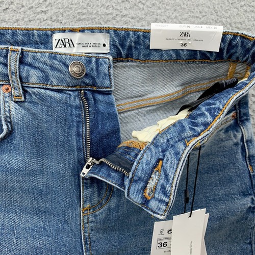 Zara Jeans Womens 4 x28 Blue The 90's High Waist Slim Cropped Denim NEW NWT - Picture 16 of 22