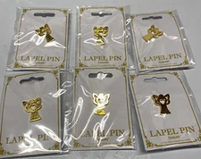 6 Lot Autom Lapel Pin Gold Heart Angel New Religious