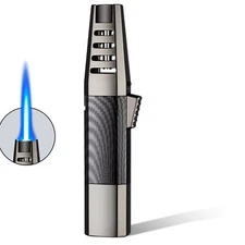 Windproof Straight Torch Blue Flame Lighter Brightfire Butane Torch Light