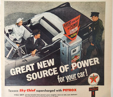 Convertible Sky Chief Gas Pump Petrox Texaco Vintage Ad 1956 Magazine Art Print
