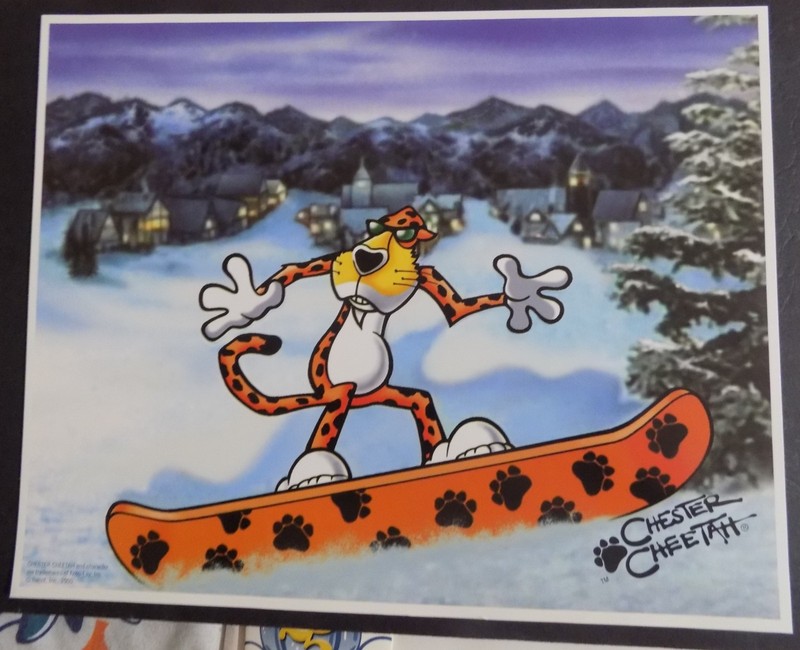 Chester Cheetah Snowboarding (8" x 10") Glossy Picture