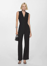 MANGO MNG Women s ATY Black Sleeveless Jumpsuit size L