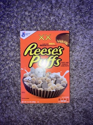 Reese s Puff Kaws Collaboration 11.5oz Cereal Box Limited Edition Brand New