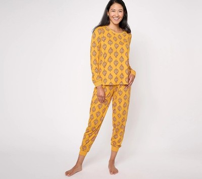 AnyBody Pajama Set Size 3X Sleep Printed Lush Jersey 2 Piece Set Golden Hearts