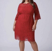 Lane Bryant red lace lined dress women size 24