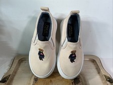 Vintage Polo Ralph Lauren Kids Girls Light Pink Slip On Sneaker Carlee Bear Sz 6