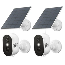 AOSU 2K Solar Security Cameras Wireless Outdoor, Solar Outdoor Camera for Hom...