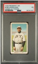1909 T206 PIEDMONT 150 RUBE MARQUARD HANDS AT THIGHS PSA 1 HOF - CENTERED