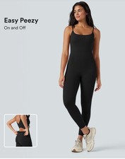 NWT Halara Softlyzero Airy Black Bodysuit - Women s Athleisure Jumpsuit - Sz M